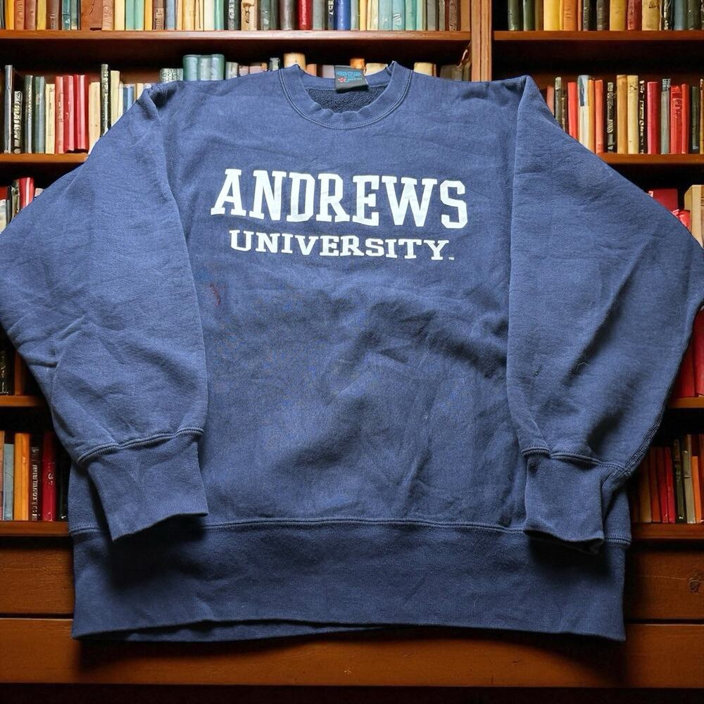Vintage Soffe Fleece Andrews University Large Blue Sweatshirt